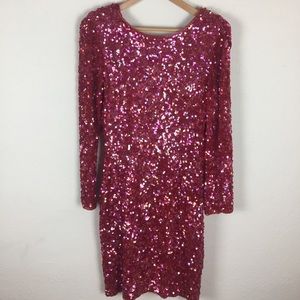 Vintage 80s Red Iridescent Sequin Wiggle Dress